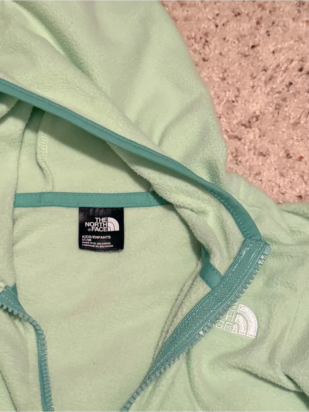 The North Face Girls' Two-Tone Mint & Teal Hooded Fleece Jacket